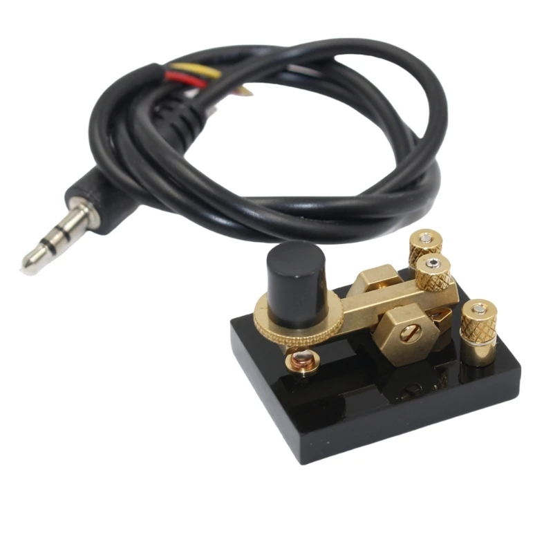 

OFBK Black CW Key Automatic Morse Radios Hams Send Telegrams Key with 3.5mm Radio Cable Single Paddle Morse Code Key