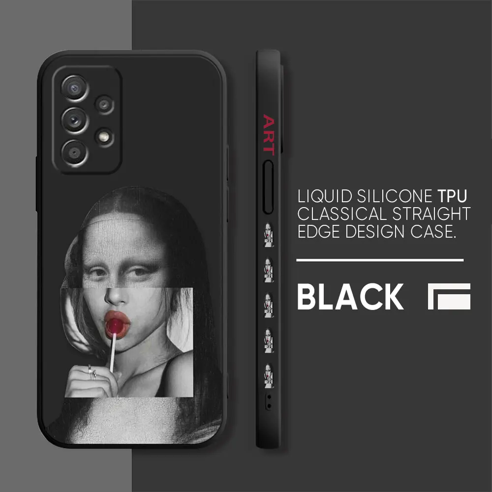 thumbnail image 1 of Funda para Samsung Galaxy A91 A73 A72 A71 A52 A51 A33 A31 A02S AO3S 4G 5G Color funda de silicona líquida Mona Lisa Art, 1 of 5