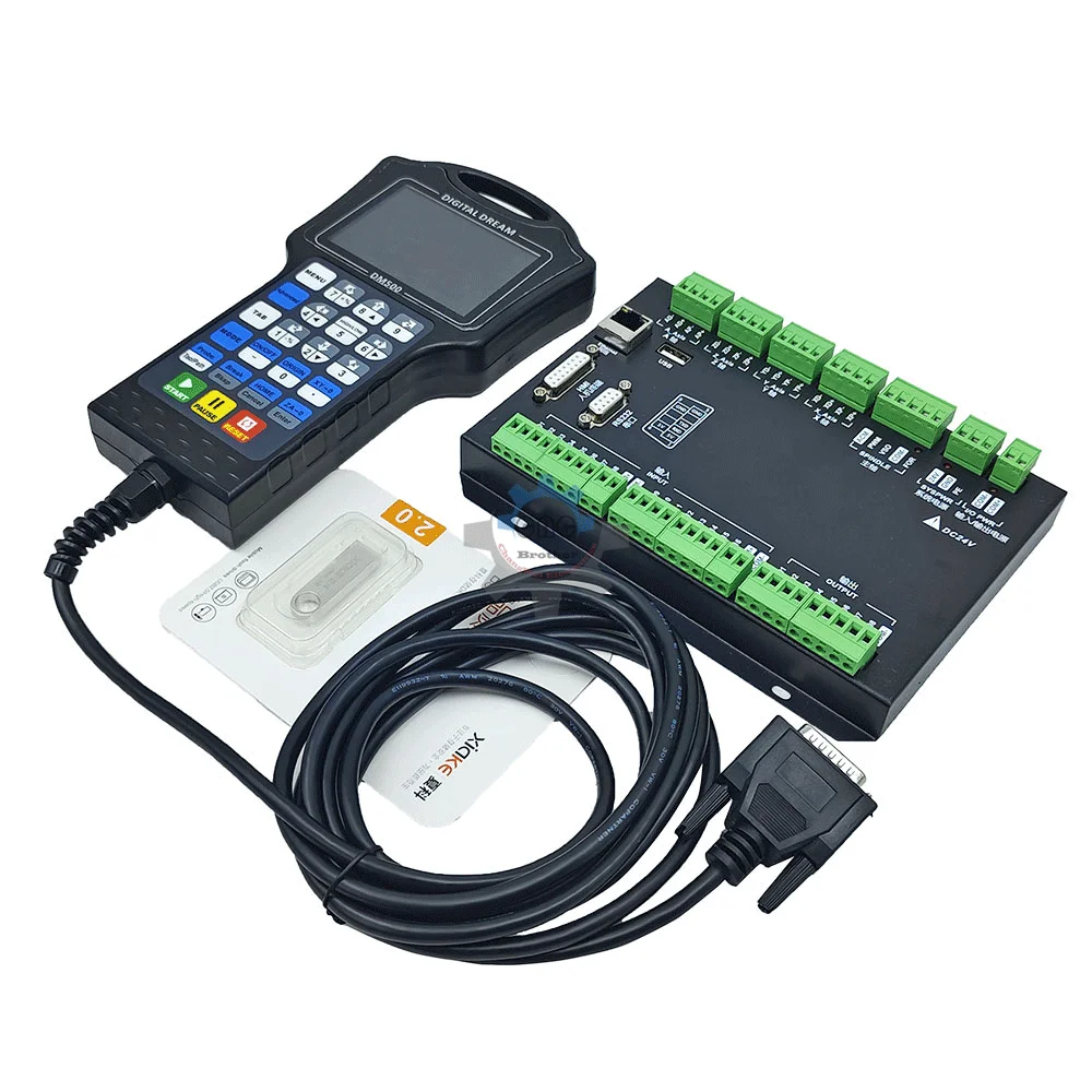 DM500S 각인 기계용 핸드 헬드 컨트롤러, 오프라인, 3/4 축 지원, 500MHz 프로세서, 1GB 메모리, G 코드 호환성