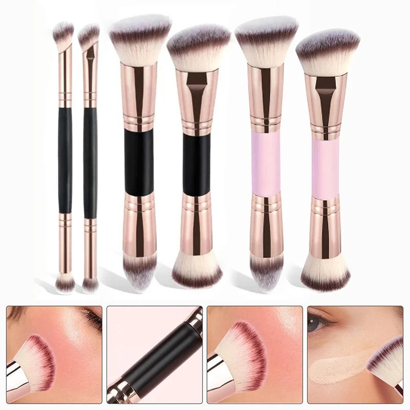 1/2/4/5PCS Foundation Make-Up Pinsel doppelseitige Flache/Winkel Top Kontur Pinsel Für schönheit Flüssigkeit Pulver Concealer Creme – Detail 3