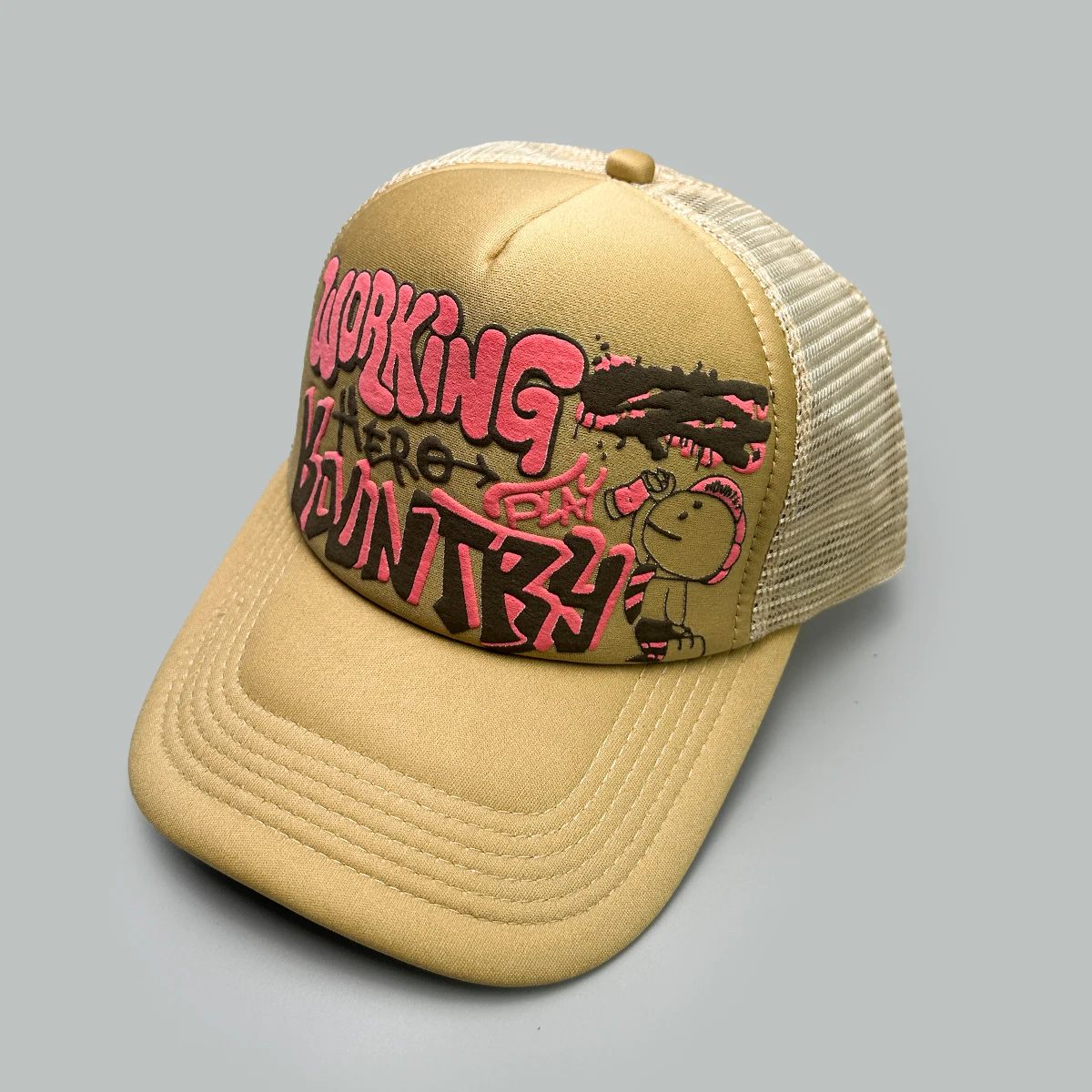 Cartoon-Charakter Graffiti Bedruckte Baseball-Kappen Neue Unisex Sonnenschutz Farbblock Atmungsaktive Vielseitige Mesh-Trucker-Caps – Detail 13
