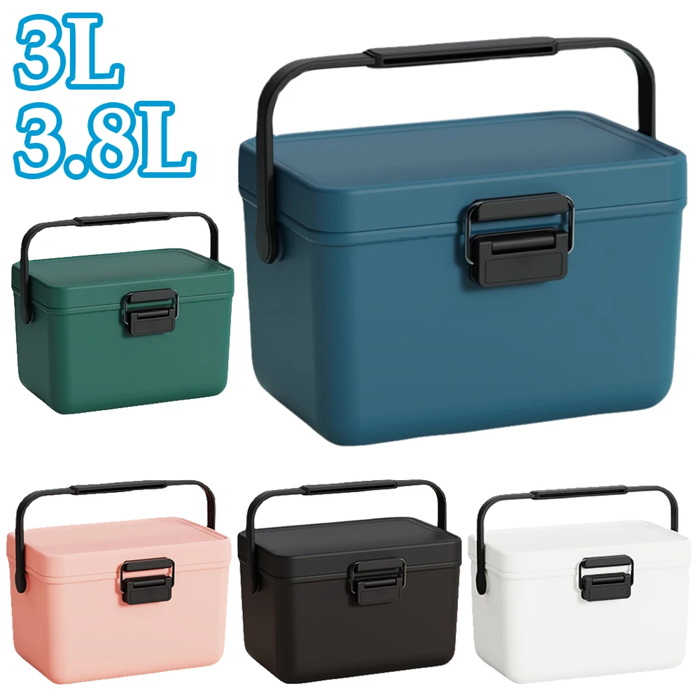 튼튼한 손잡이가 있는 휴대용 절연 쿨러, 해변 피크닉 캠핑 보트 낚시용 하드 쿨러, 3.8L