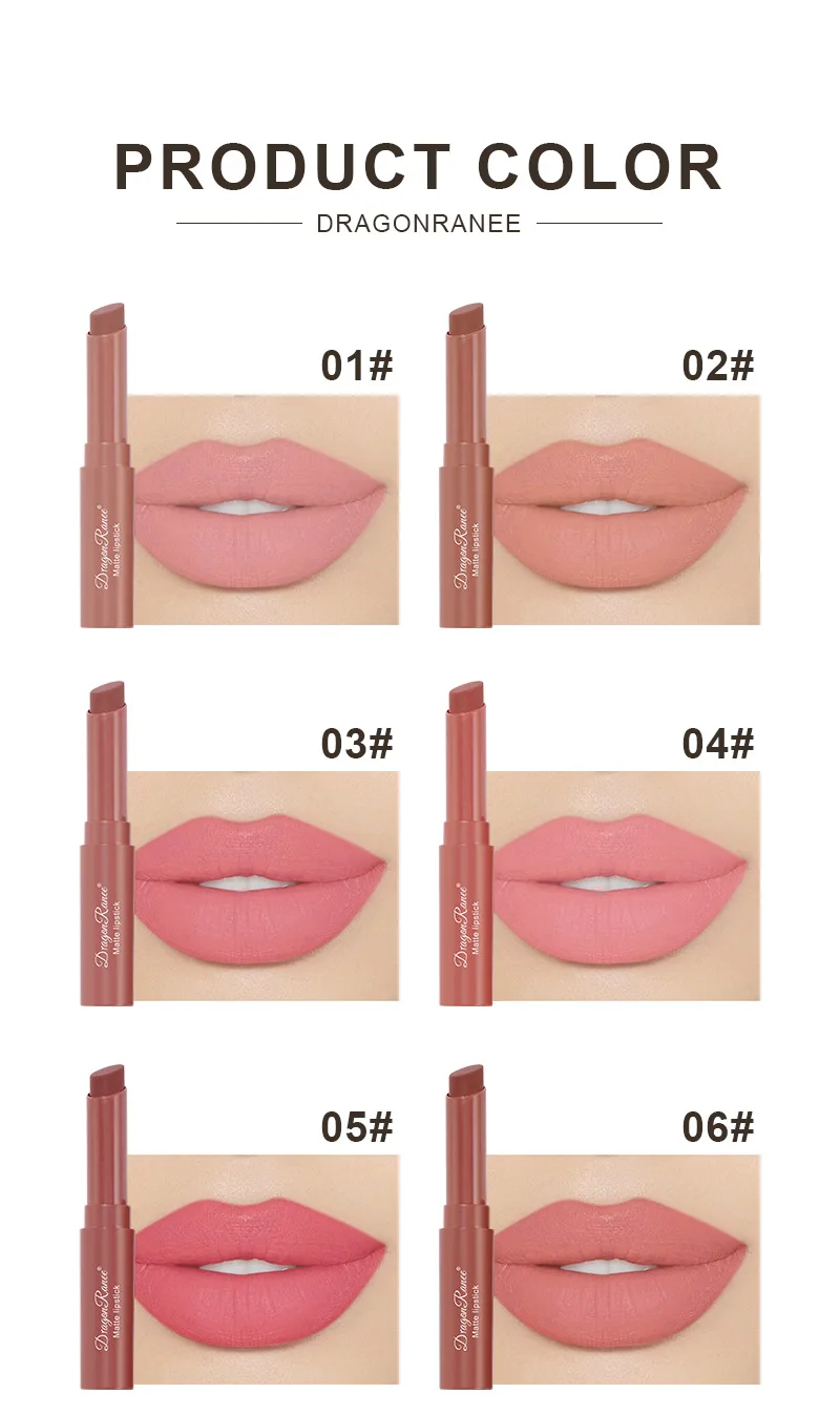 Matte Lipstick Long Lasting Tinted Lip Balm Nude Bean Paste 12 Colors_voghion.com