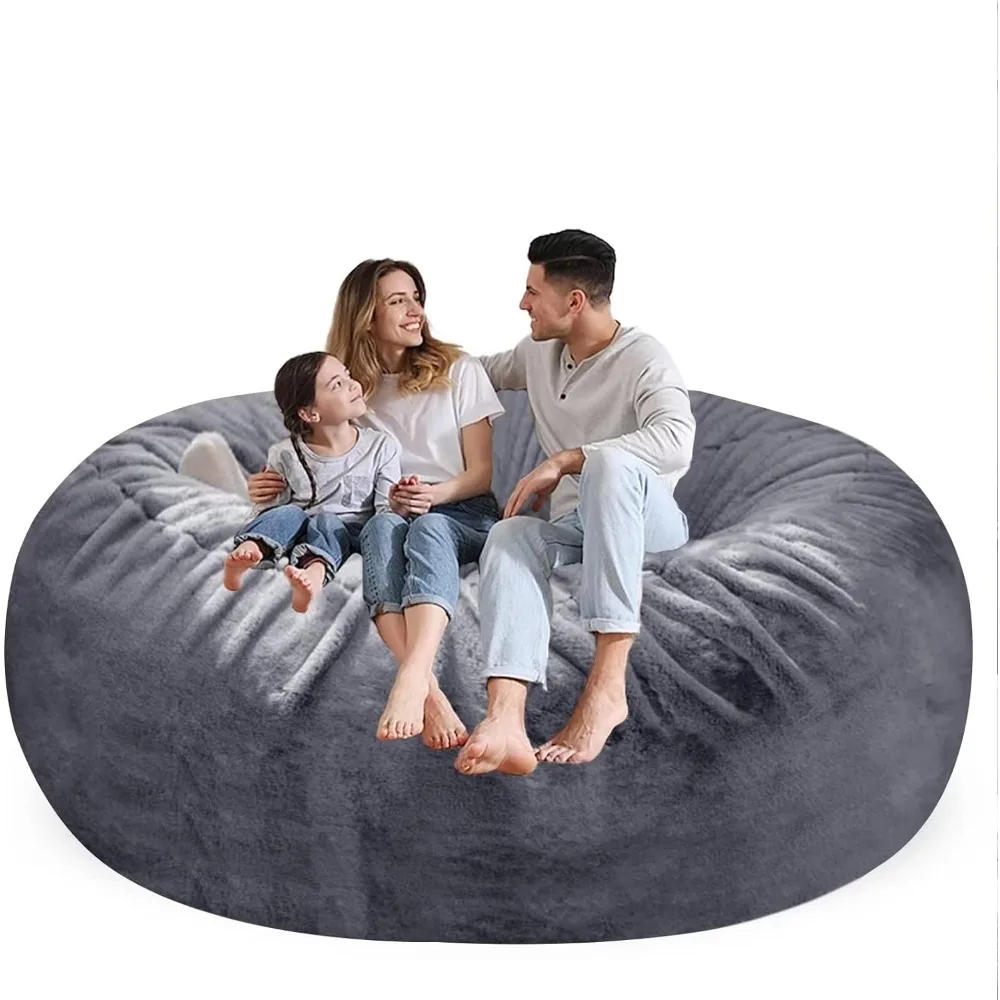 

Convertible Sofa Living Room Bean Bag Chair Cover（Cover Only 6ft Dark Grey. Furniture Sofas Chairs Lazy Beanbags Home（No Filler)