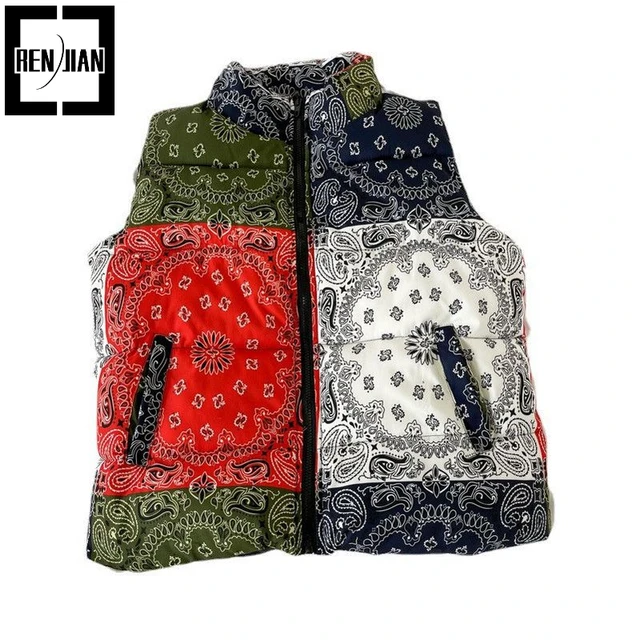 Men's Fashion Bandana Waistcoat Cotton Padded Thick Warm Puffer