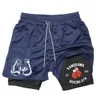 Boxing Gym Print Shorts Mens 2-in-1 Double Layer Quick Dry Beach Shorts Running Basketball Sports Summer Compression Short Pants 3