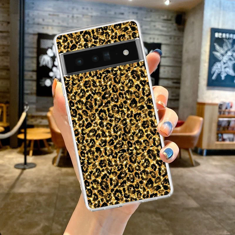Leopard Print Shockproof Transparent Silicone Phone Case Cover