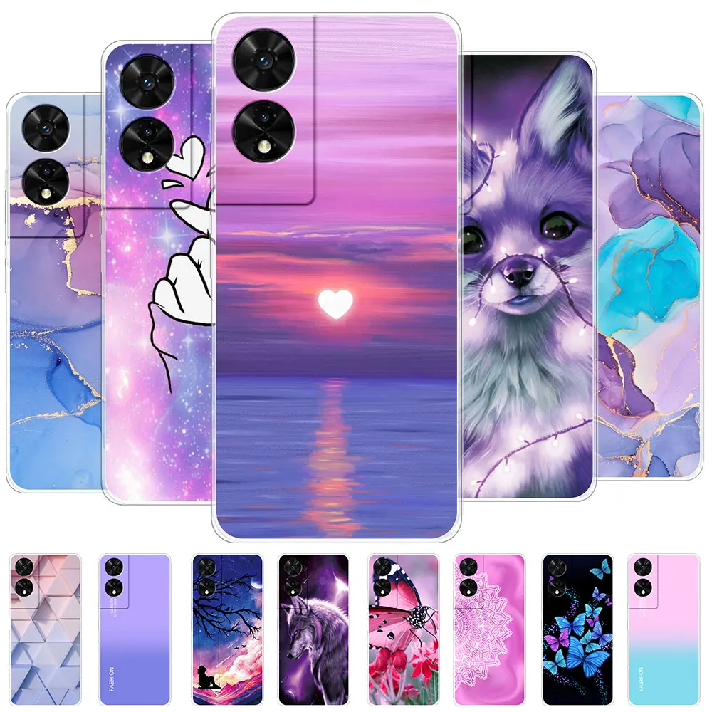 Custodia TCL 40 XE 5G Con Dragon Rose – TPU Morbido + PC Rigido Antiurto – Trasparente