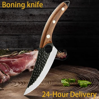 Coltelli per disosso in acciaio inossidabile forgiati fatti a mano Coltello per mannaia per osso con manico completo Messer professionale da 6 pollici con copertura per coltelli 1