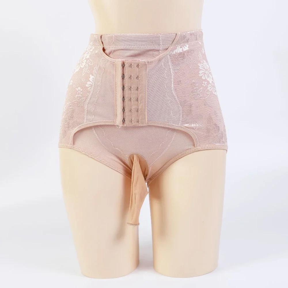 

Sexy Men Sissy Hight-Waist Long Sheath Bulge Pouch Boxers Thin Breathable Underwear Male See Through Breathable Hip Lift Briefs