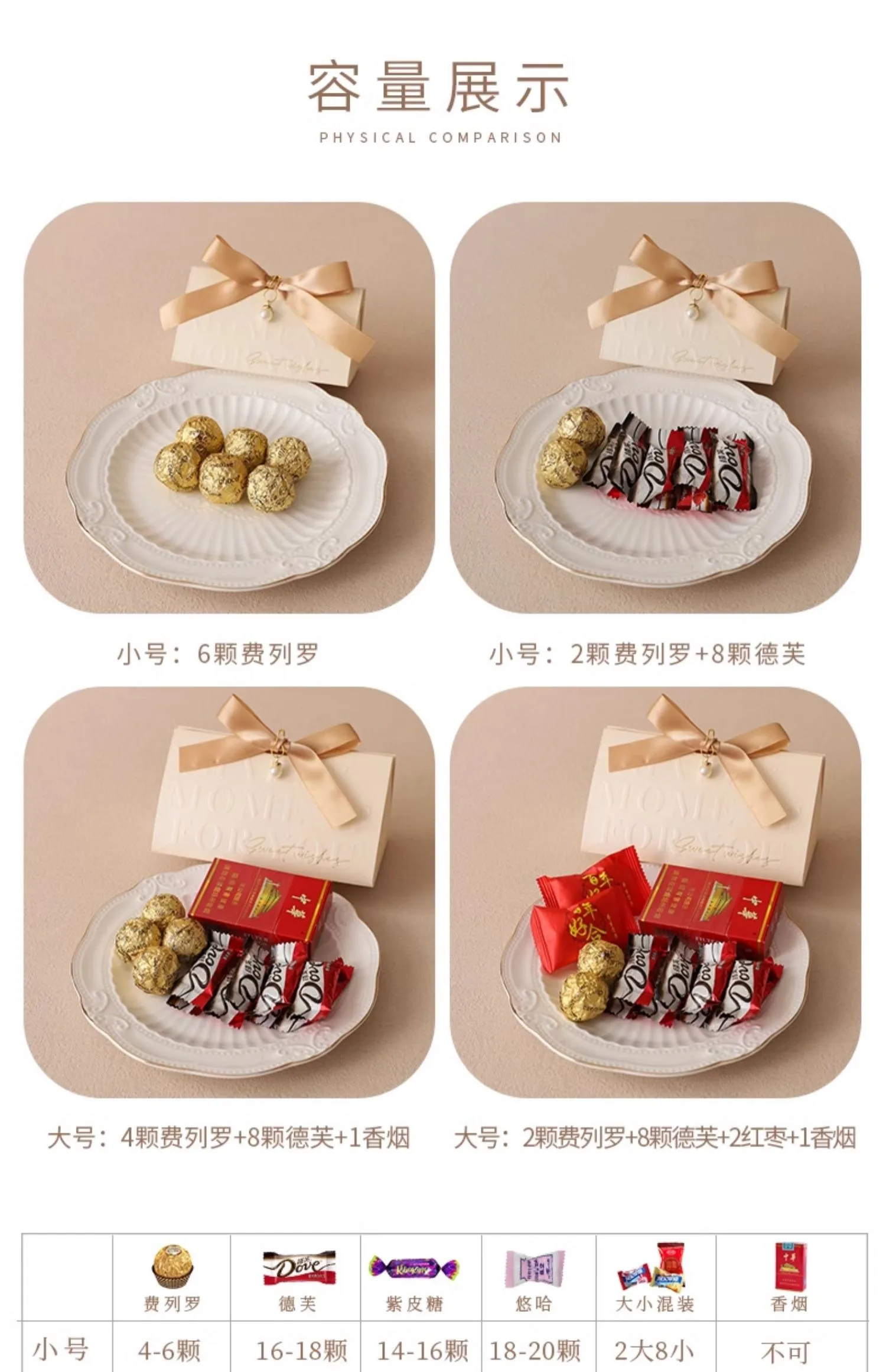 Triangular Champagne Wedding Gift Boxes – Candy Packaging Favor Boxes with Ribbon for B... - SKU WGB17073 - UGI Packaging