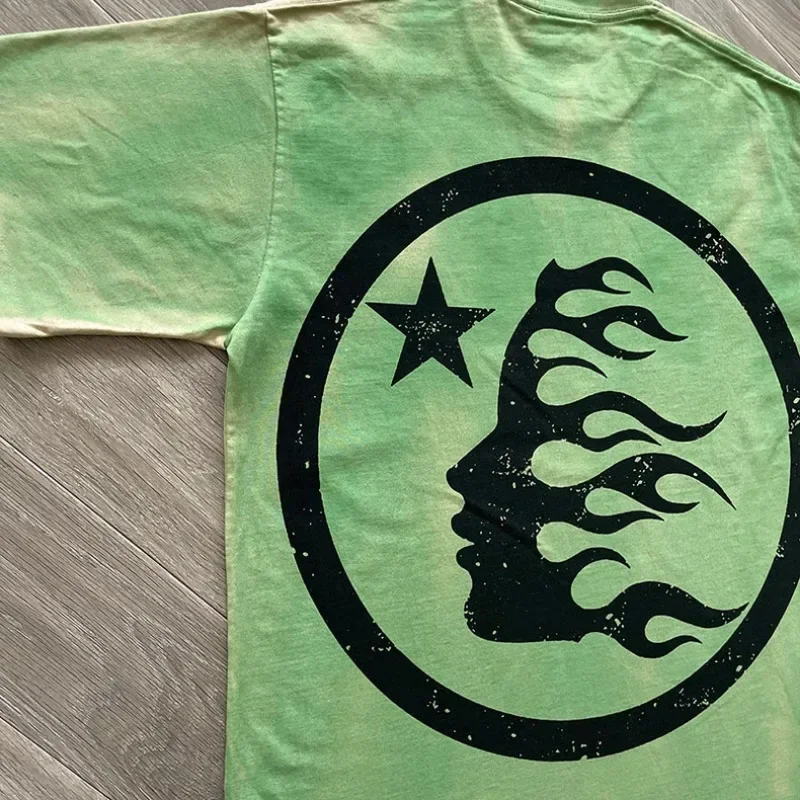 

24ss Oversized Hell Star T Shirt Men Women 1:1 Best Quality Logo Printing Destroy Washed Pure Cotton T Shirts