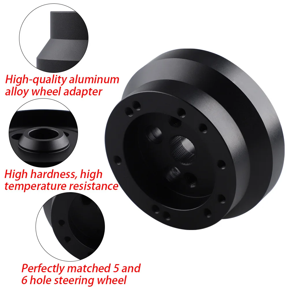 스티어링 휠 광택 처리된 숏 허브 어댑터 5 & 6홀 아이디디트, GM, 쉐비 B 실버