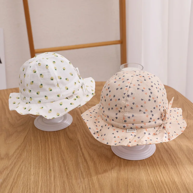 Cappello da sole in cotone per neonata Cappello da sole estivo da spiaggia all'aperto Cappello da secchiello morbido e traspirante per bambini Cappellino Panama Princess Flower_voghion.com