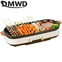 DMWD Electric Grill Non-stick Barbecue Machine Smokeless Korean Style Hotplate BBQ Teppanyaki Tools Household Grilled Meat Pan 1