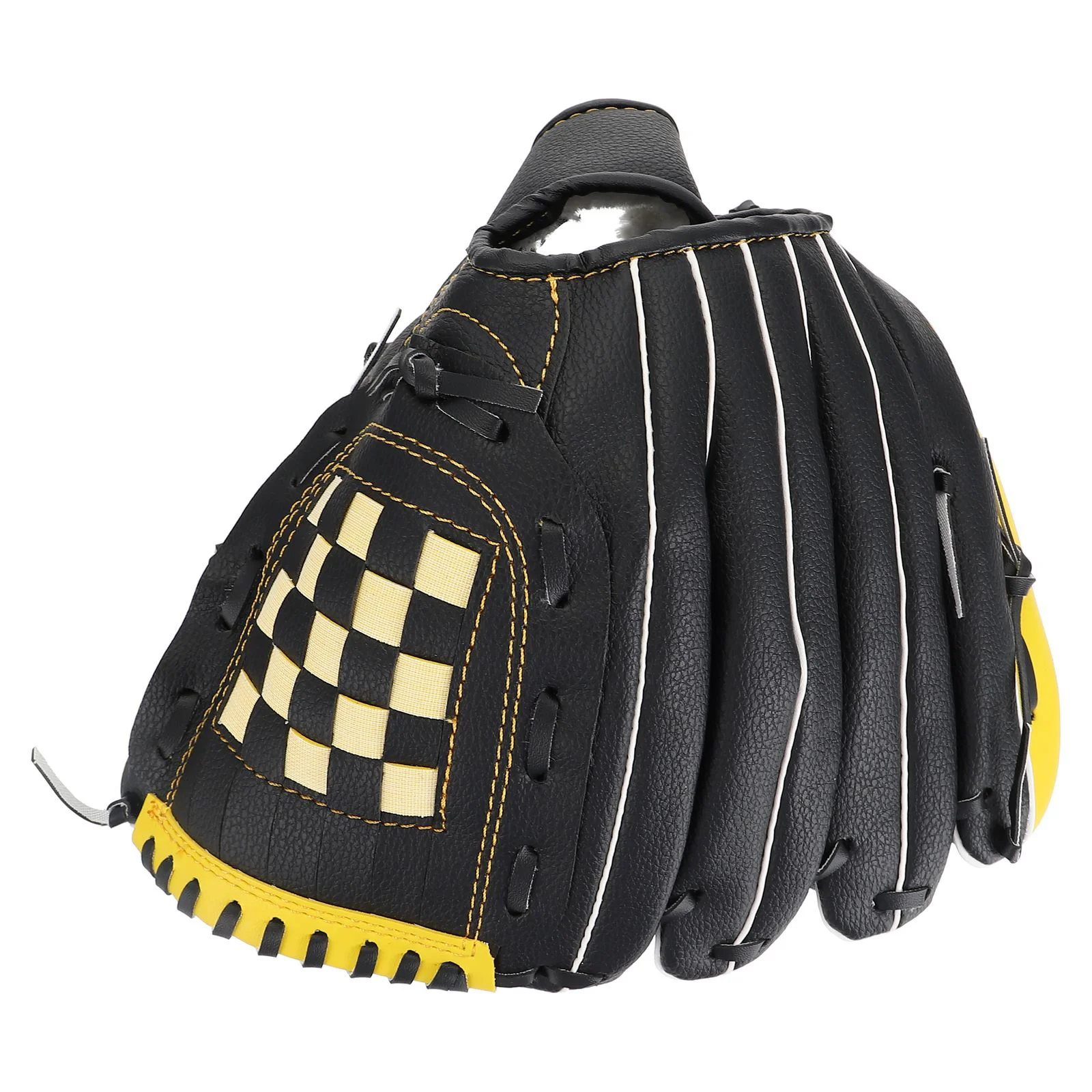 1Pc Baseball Glove Practical Softball Glove Durable (Yellow Black) PU PU Softball Protective