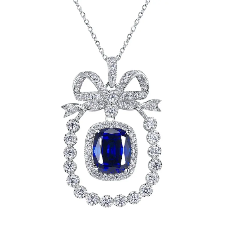 

Магазин 2023, новое ожерелье из серебра 925 пробы, кулон с сапфиром 10*12 для женщин Oumeihao