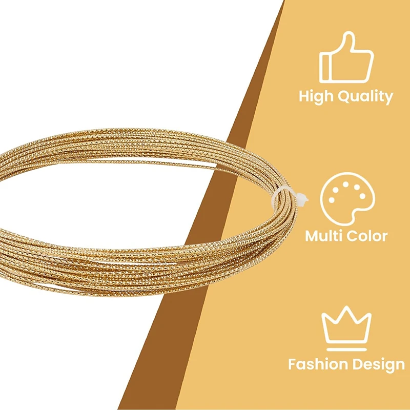 17 Gauge 33 Feet Engraved Twist Gold Wire Textured Copper Wire for Beading, Gemstone Crystal Wrapping and Jewelry Craft Work