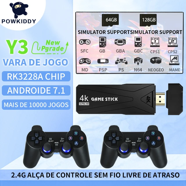 Powkiddy Y3 Console de videogames 4K HD 2.4G Jogo sem fio TV Vara 3D Retro  Gaming PS1 Suporte Multiplayer Jogos Online Kids Gift - AliExpress