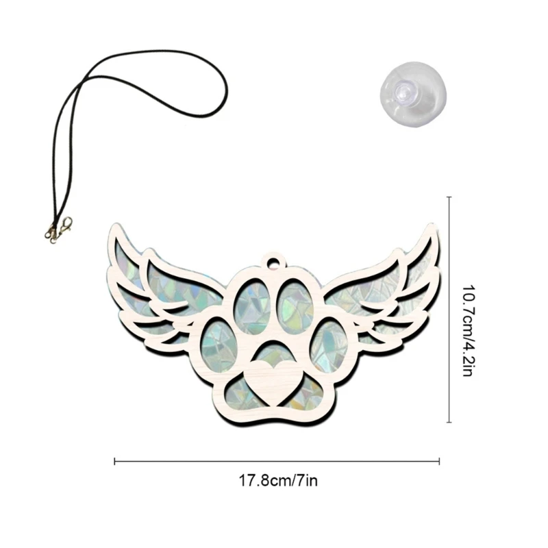 Colorful Sun Catcher Animal Dog Decorative Hanging Ornament Wooden Pendants
