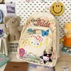 Sanrio Hello Kitty Colorful Graffiti Canvas Bag Cute Girl Versatile High-capacity Backpack Japanese Harajuku Trend Shoulders Bag 4