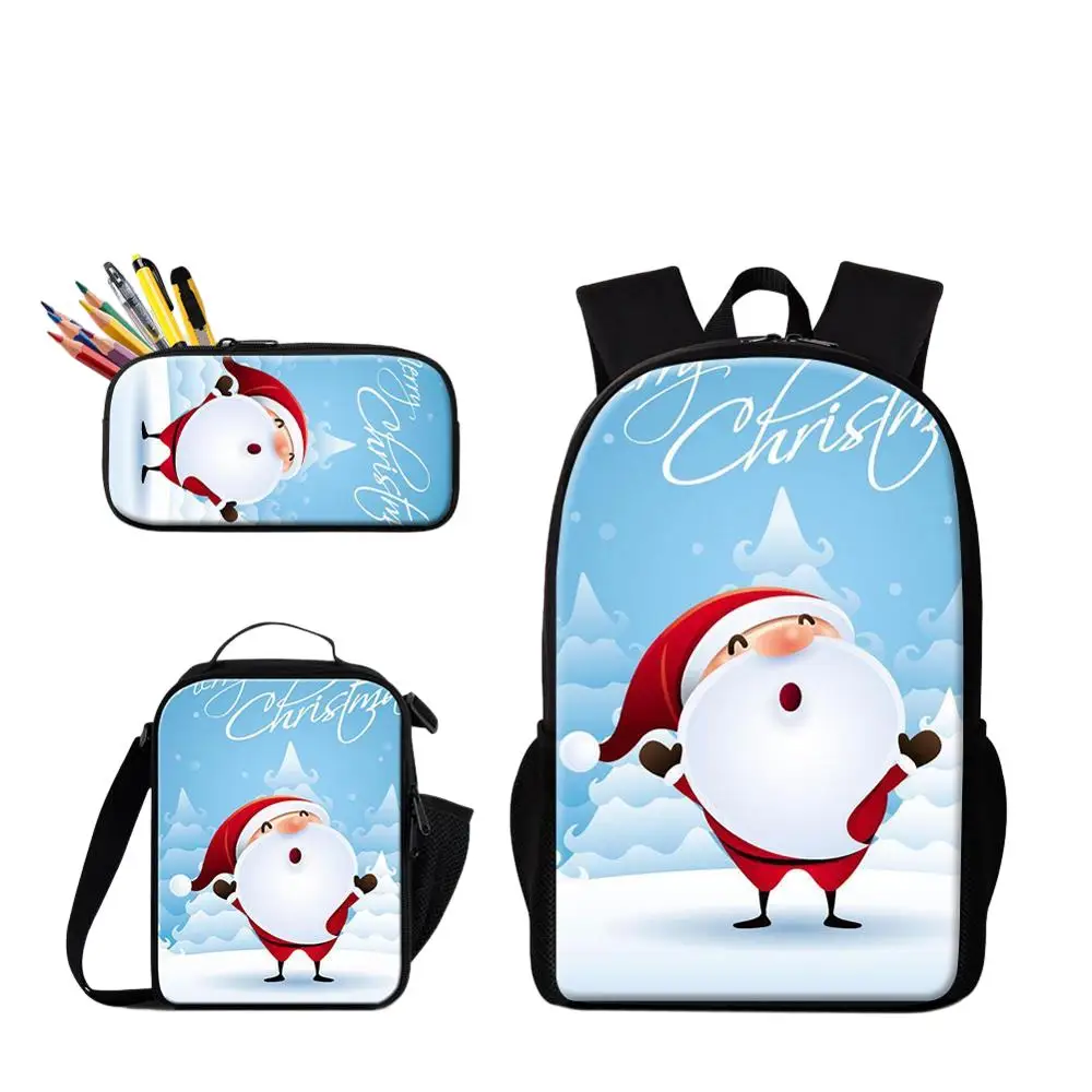 Best Gift For Christmas Student School Large Capacity Bag For Children 3 PCS Set Schoolbag Pencil Case Lunchbag Women's Bagpack