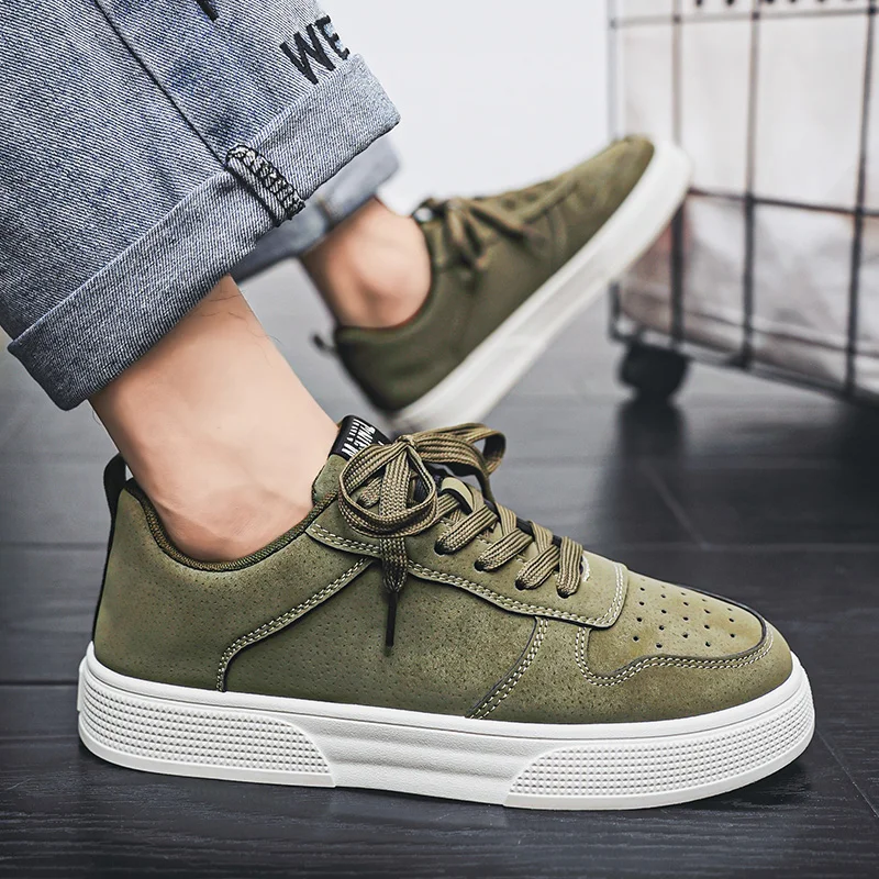 2025 Hot Sale Green Canvas Shoes Men Big Size 48 Harajuku style Men's Vulcanize Shoes Comfortable Cheap Skateboard Shoes For Men 4
