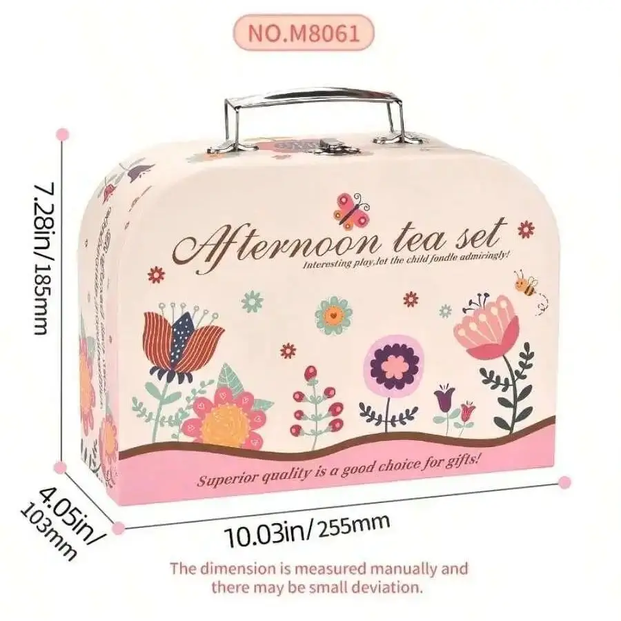 Little Girl Tea Party Set 42 pieces Kitchen Pretend to Play Tea Time Toy with Dessert Biscuits Donuts Pot Princess Gi