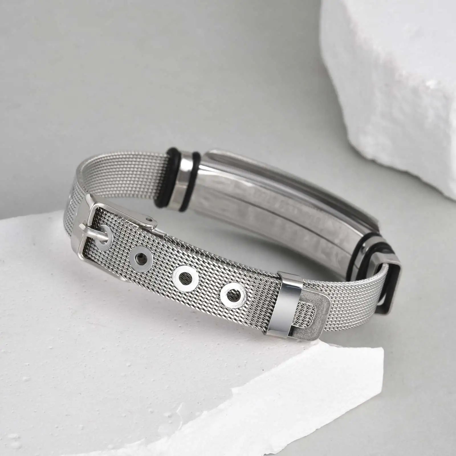 Sleek Stainless Steel Mesh Strap Bracelet - Elegant Daily Wear Jewelry