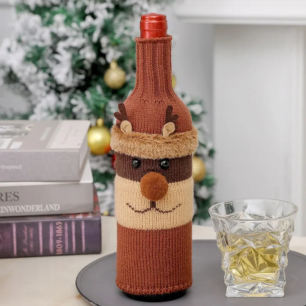 thumbnail image 1 of Adornos navideños para el hogar, funda para botella de vino de Papá Noel, calcetines de muñeco de nieve, soportes para regalo, decoración navideña, Año Nuevo, 1 of 5