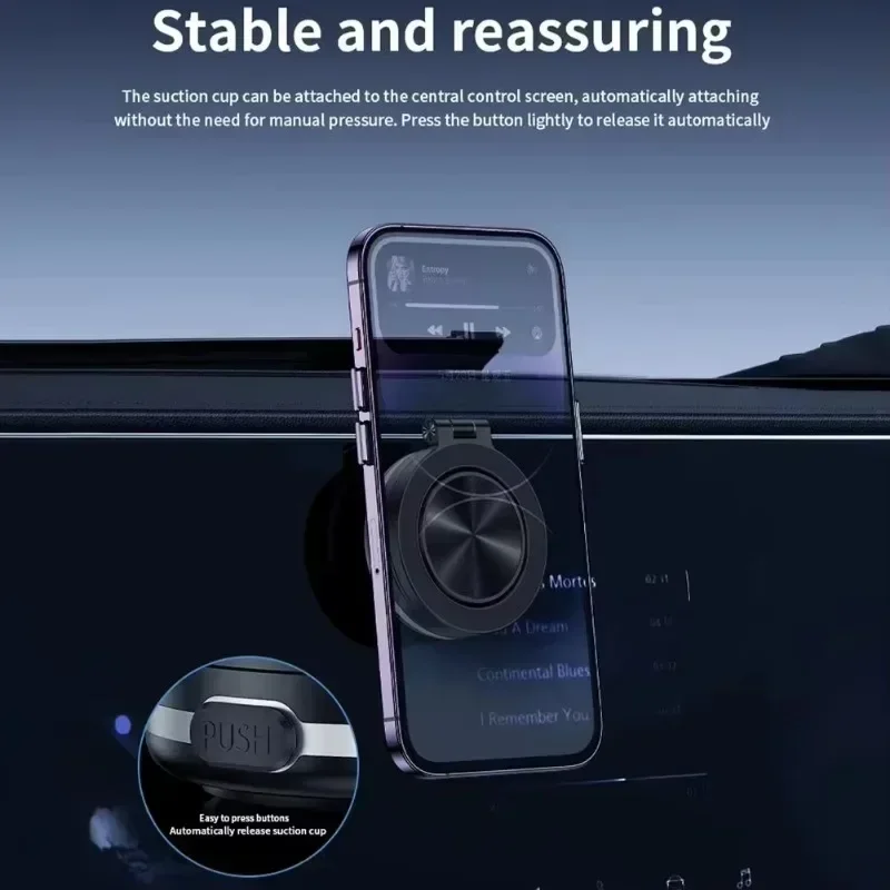 360&deg; Rotating GPS Stand Magnetic Car Suction Cup Phone Holder Vacuum Adsorption Universal Mount for iPhone 16 15 14 Pro Samsung