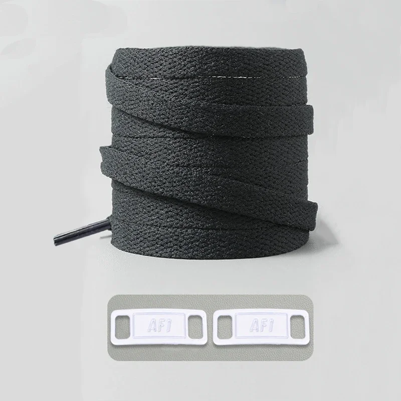 Timeless Black & White Flat Shoelaces with Metal Buckle Shoe Accessories