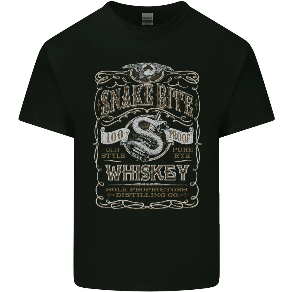 

Snakebite Whiskey Whisky Biker Motorcycle Mens Cotton T-Shirt Tee Top