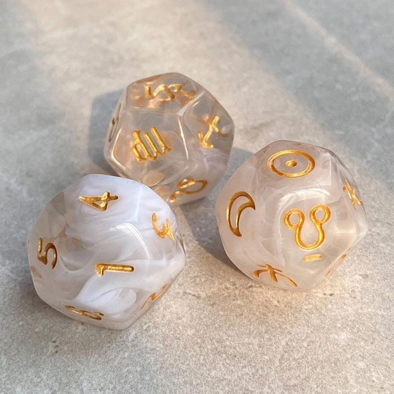 12-Sided Acrylic Astrological Dices for Desktops Game Astrologys Game Tarots 3Pcs