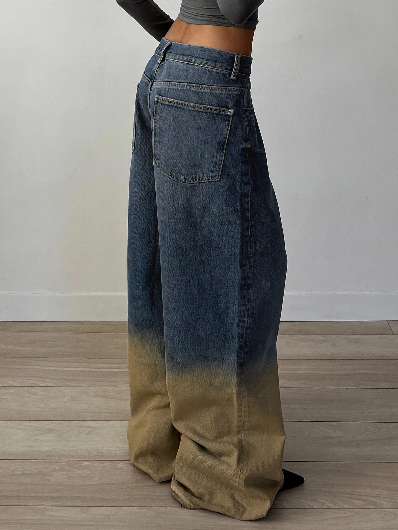 Rockmore Wide Leg Oversized Jeans Washed Denim Y2k Aesthetic Fashion Streetwear Trouser Vintage Ankle-Length Pants Youthful