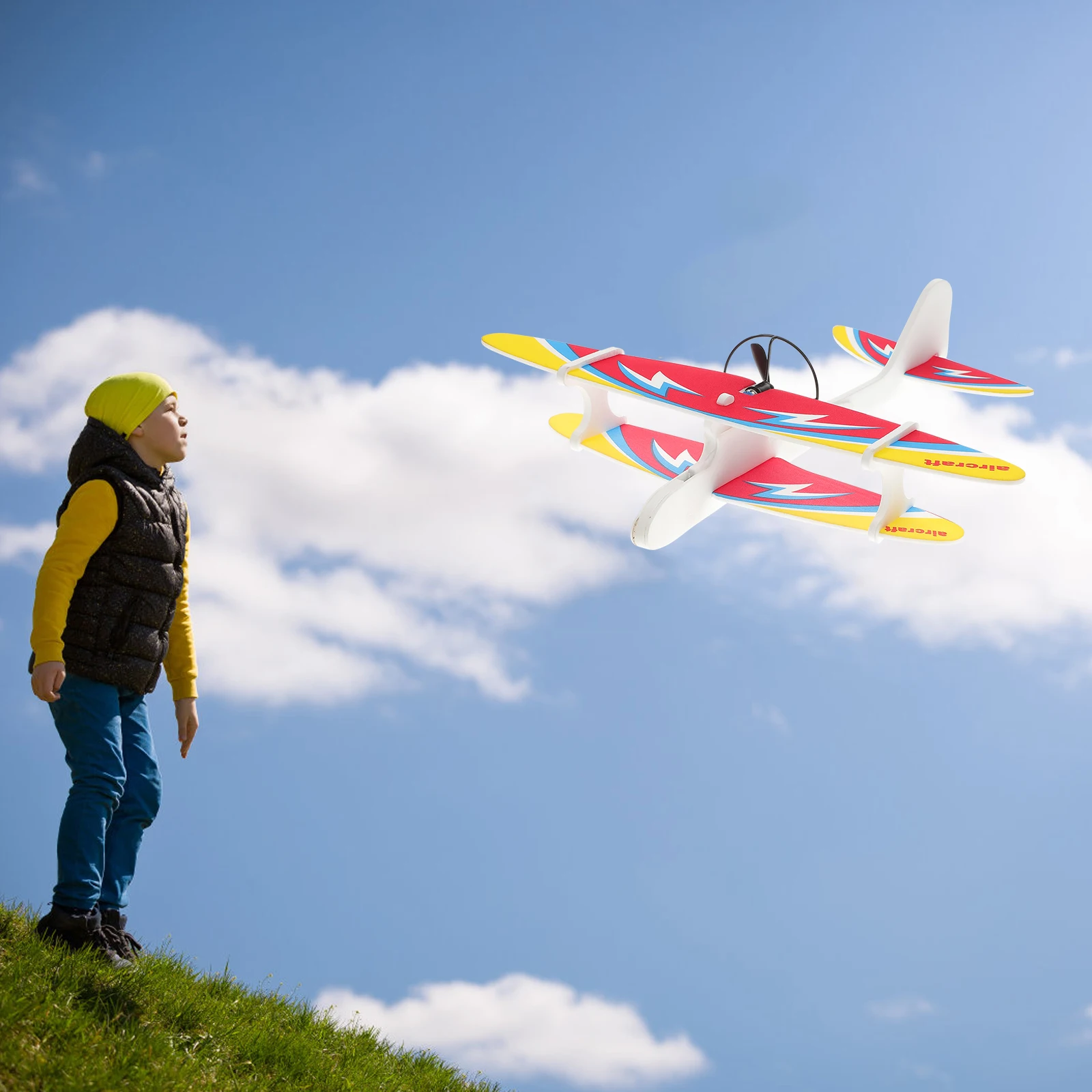 Children Fighter Model Electric Airplane Toy for Kids Birthday Gift Playset Outdoor Sport Flying Toy Aircraft Toy Random Pattern 3
