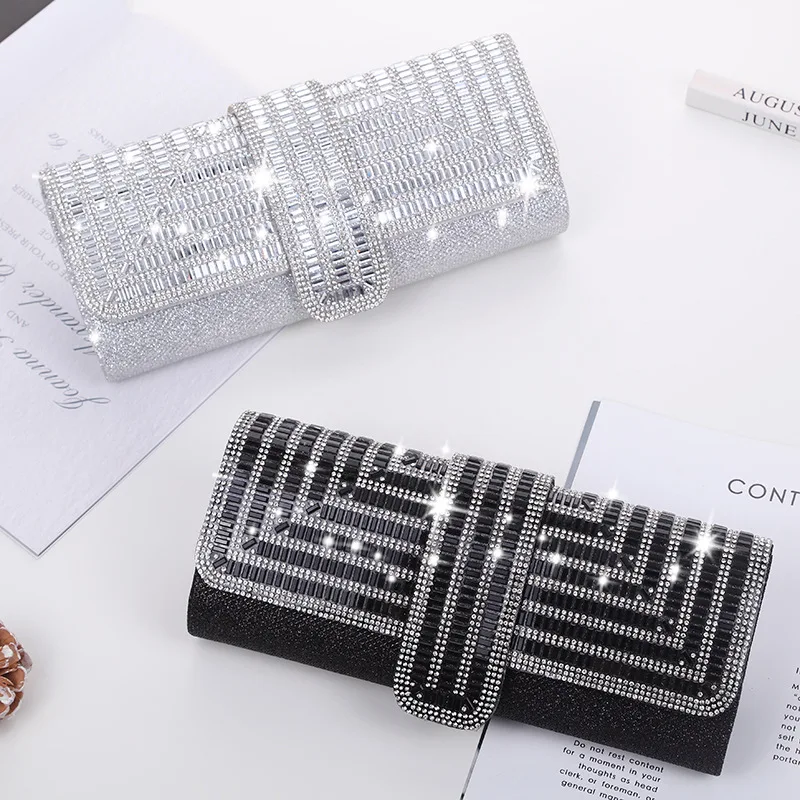 

Satin Evening Bags Rhinestone Clutch Purses for Women Diamonds Handbags Formal Wedding Party Prom Shoulder Bags Money Wallets