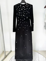 TOP QUALITY Newest 2026 Designer Fashion Women's Rhinestone Diamonds Beaded Long Maxi Dress - Image 3