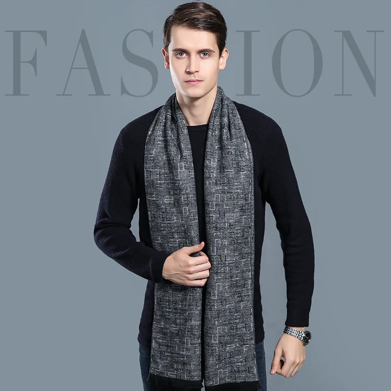 Designer Brand Plaid Men Scarves Winter Warm Cashmere Scarf Men's Pashmina Shawl Business Long Wraps Christmas Gift for Man