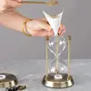 2024 Newest Empty Hourglass Bottle Sand Three Pillars Sandglass Metal European Retro Office Desktop Decorations Sand Clock Timer 4