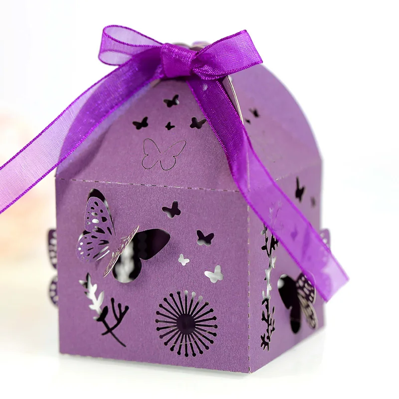 N/A 25 scatole di caramelle a forma di farfalla, per matrimoni, battesimi, bomboniere, scatola regalo, scatola da tavolo, bomboniere, bomboniere, per bambini, decorazioni per matrimoni, blu T