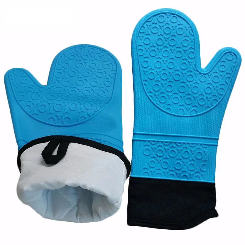 1pcs Heat Resistant Silicone Oven Glove Bbq Grill Glove Mitt Cotton