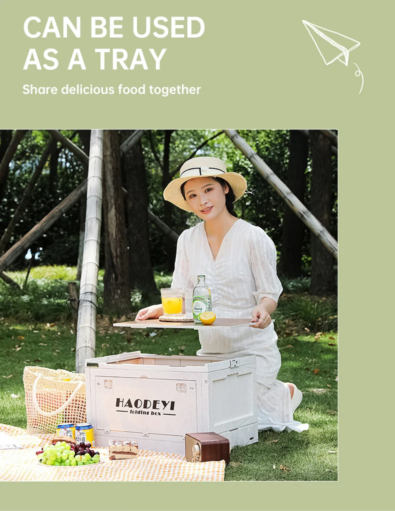 Description Picture 5 of itemOutdoor Folding Storage Box, Large Capacity 50L Storage Box, Double Cover Thickened Camping Picnic Table, Car Storage Cabinet