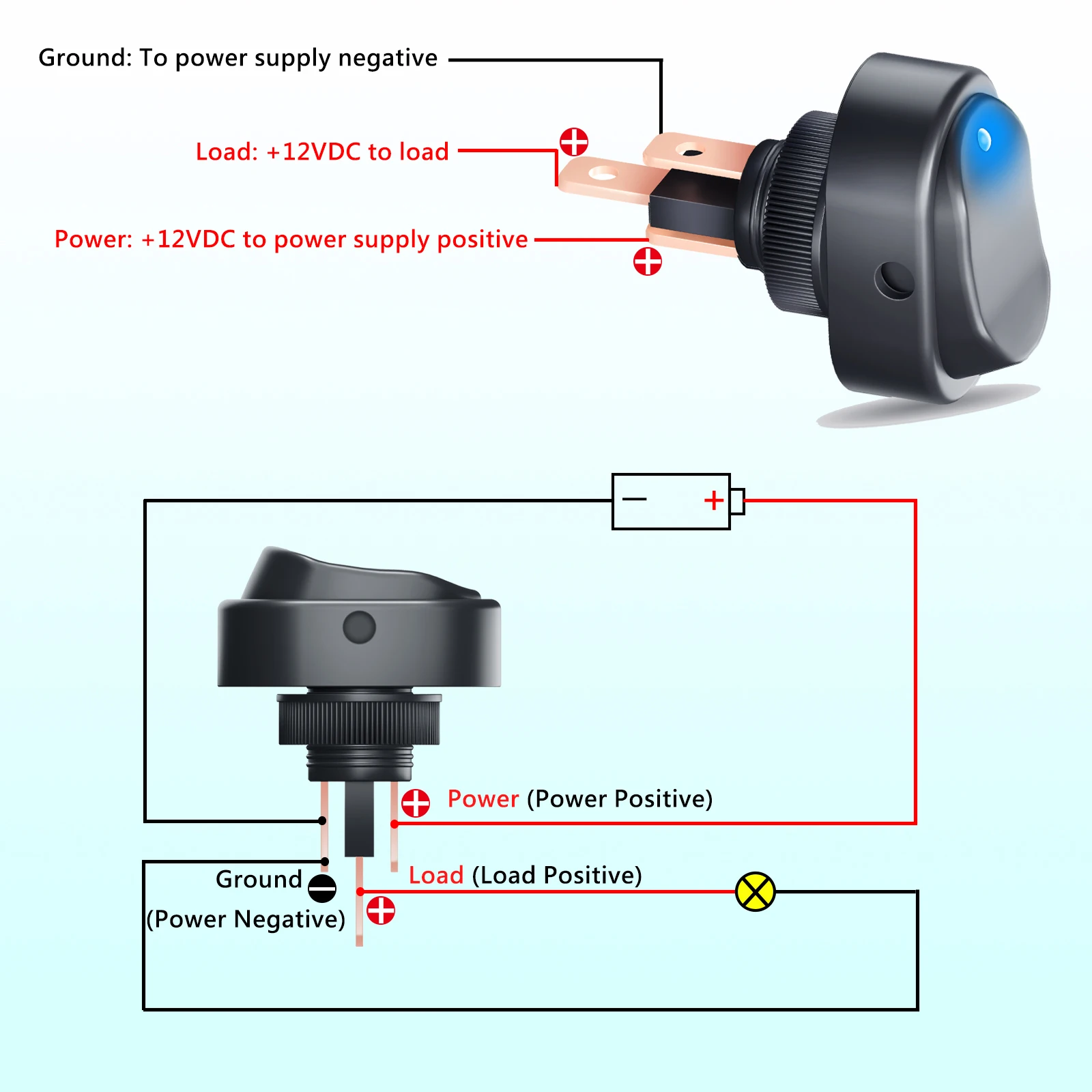 8PCS 12V 30A Car Rocker Switch - 3 Pin Oval Waterproof Toggle Switch With LED Light For Automotive, RV, Marine
