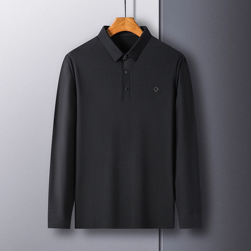 

Рубашка мужская с длинным рукавом, шелковая блуза без следов, для работы и отдыха, модная Роскошная рубашка с бриллиантами, весна-осень