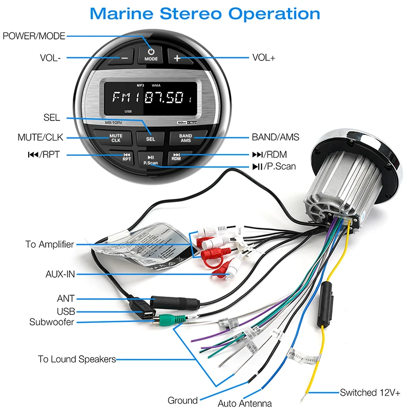 Bluetooth Marine Stereo Boat Radio Waterproof FM AM Digital Media Audio Player For Yacht Gauge ATV UTV Cart Motorcycle boat radio player