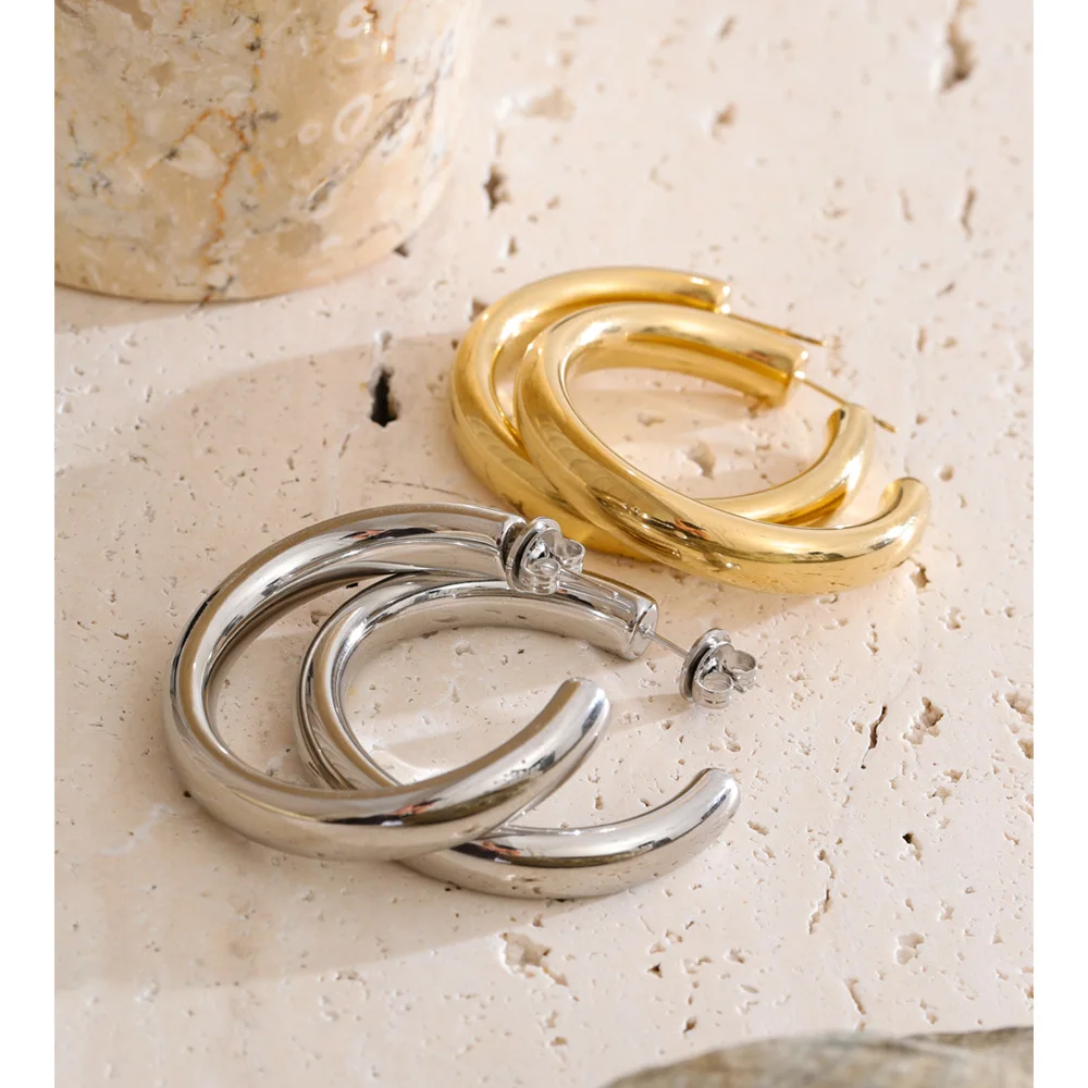 Yhpup 40mm Anti-allergy Stainless Steel Hoop Earrings