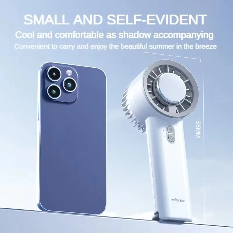 Ice Compress Mini Fan USB Rechargeable Handheld Semiconductor Refrigeration Portable Small Charging Turbo Fan Air Conditioner 5