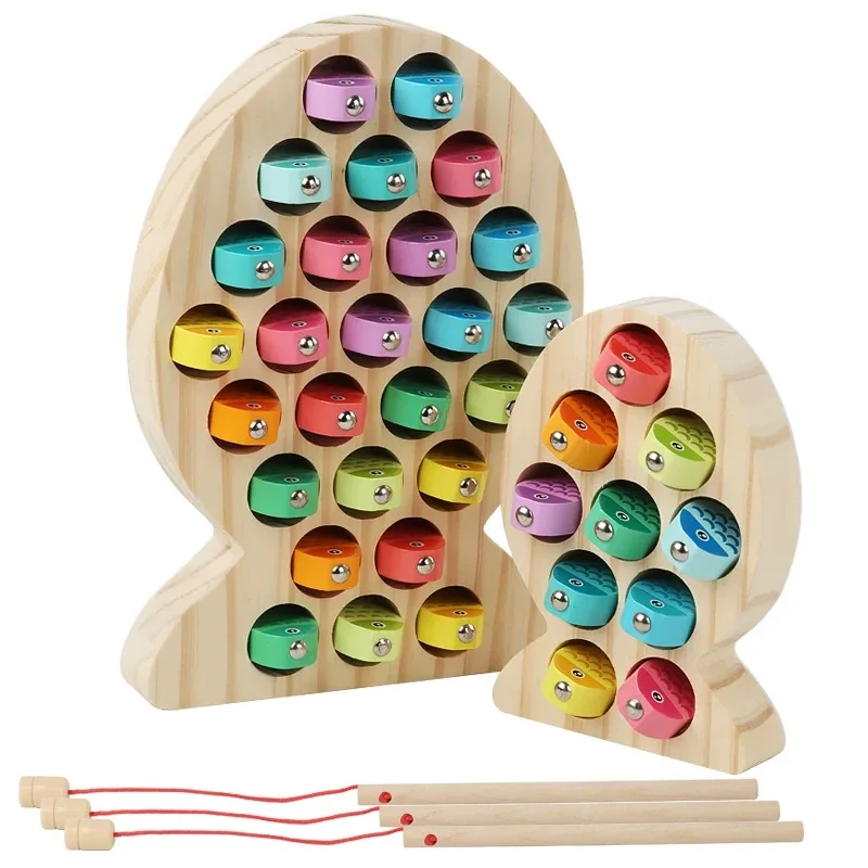 Kids Wooden Fishing Game Toy Gifts Early Education Alphabet Numeric Cognitive Toys Children Interactive Games Toys for Gifts - 2