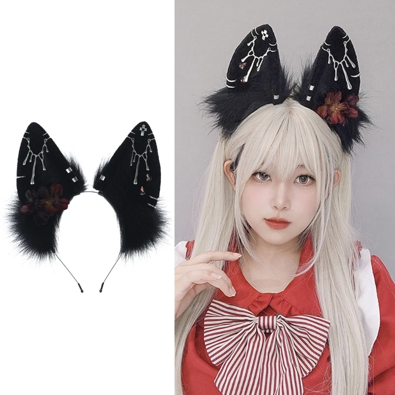 

Cosplay Maid Hairhoop Ear Hairband Ethnic Headband Gothic Costume Accessories Girl Female Themed Party Headwear Dropship